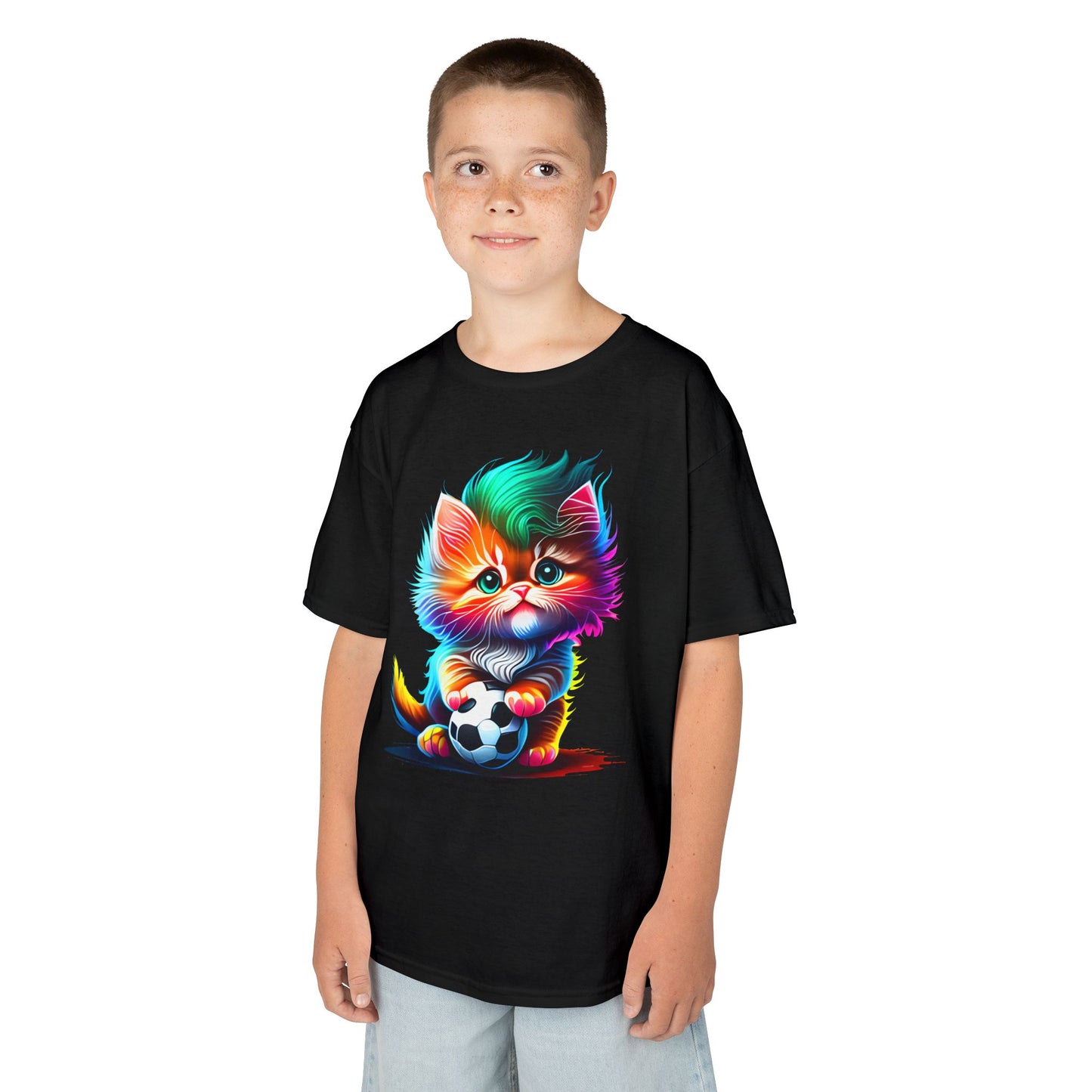 Colorful Cat Soccer Kids Heavy Cotton™ Tee