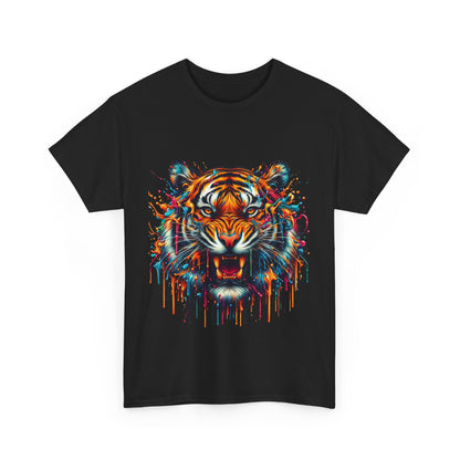 Fierce Tiger Unisex Heavy Cotton Tee - Vibrant Animal Graphic Shirt