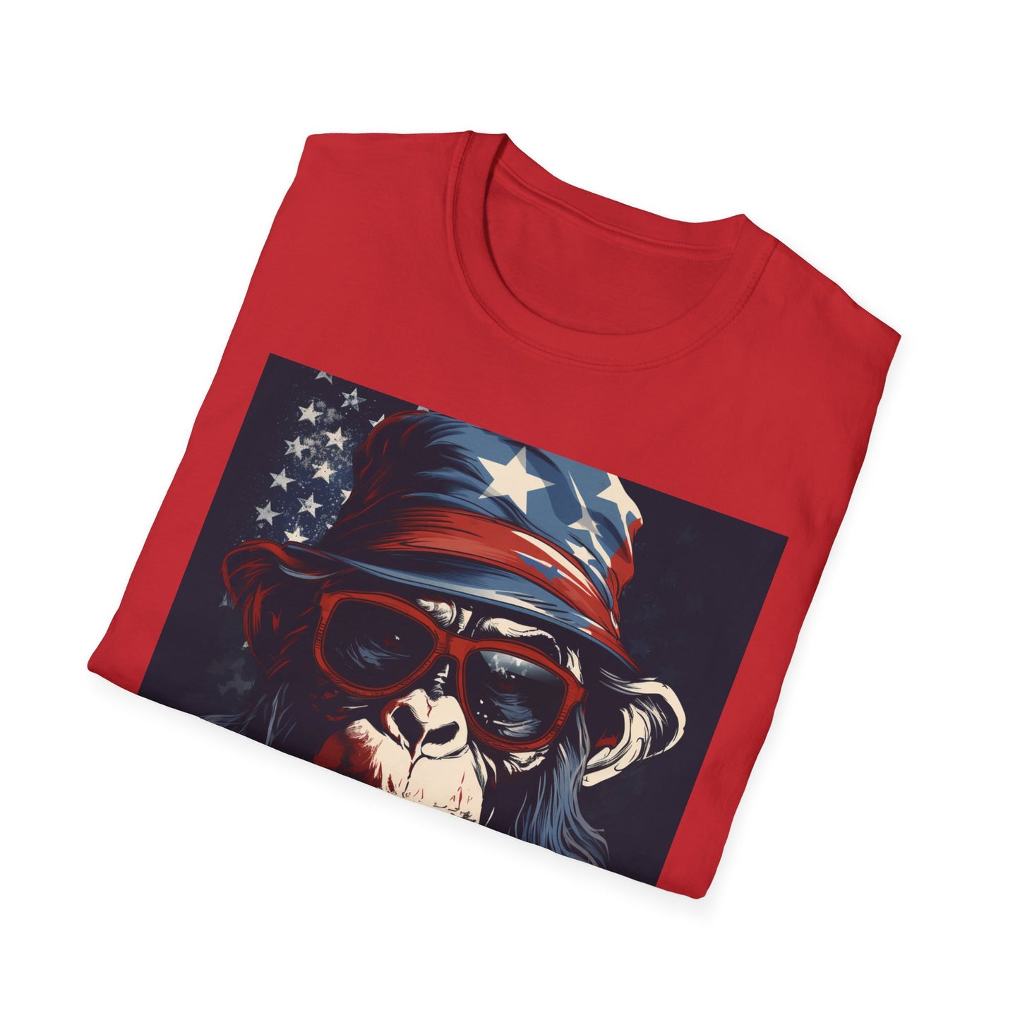 Patriotic Monkey Graphic T-Shirt, Fourth of July Tee, Summer Clothing, Unisex Casual Wear, Fun Gift for Animal Lovers, USA Pride Shirt