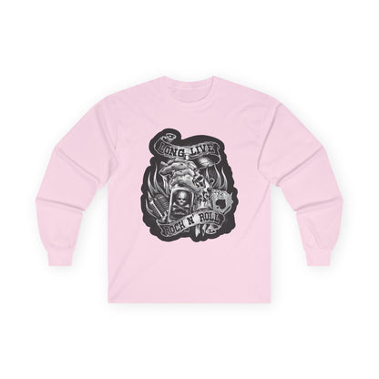Rock 'N' Roll Skull Long Sleeve Tee — 'Young & Live' Vintage Motorcycle Design