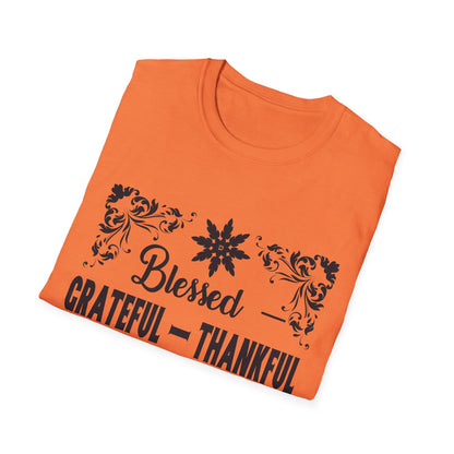 Grateful & Blessed T-Shirt, Spiritual Apparel, Thanksgiving Gift, Casual Wear, Unisex Gift Idea, Positive Affirmation Tee