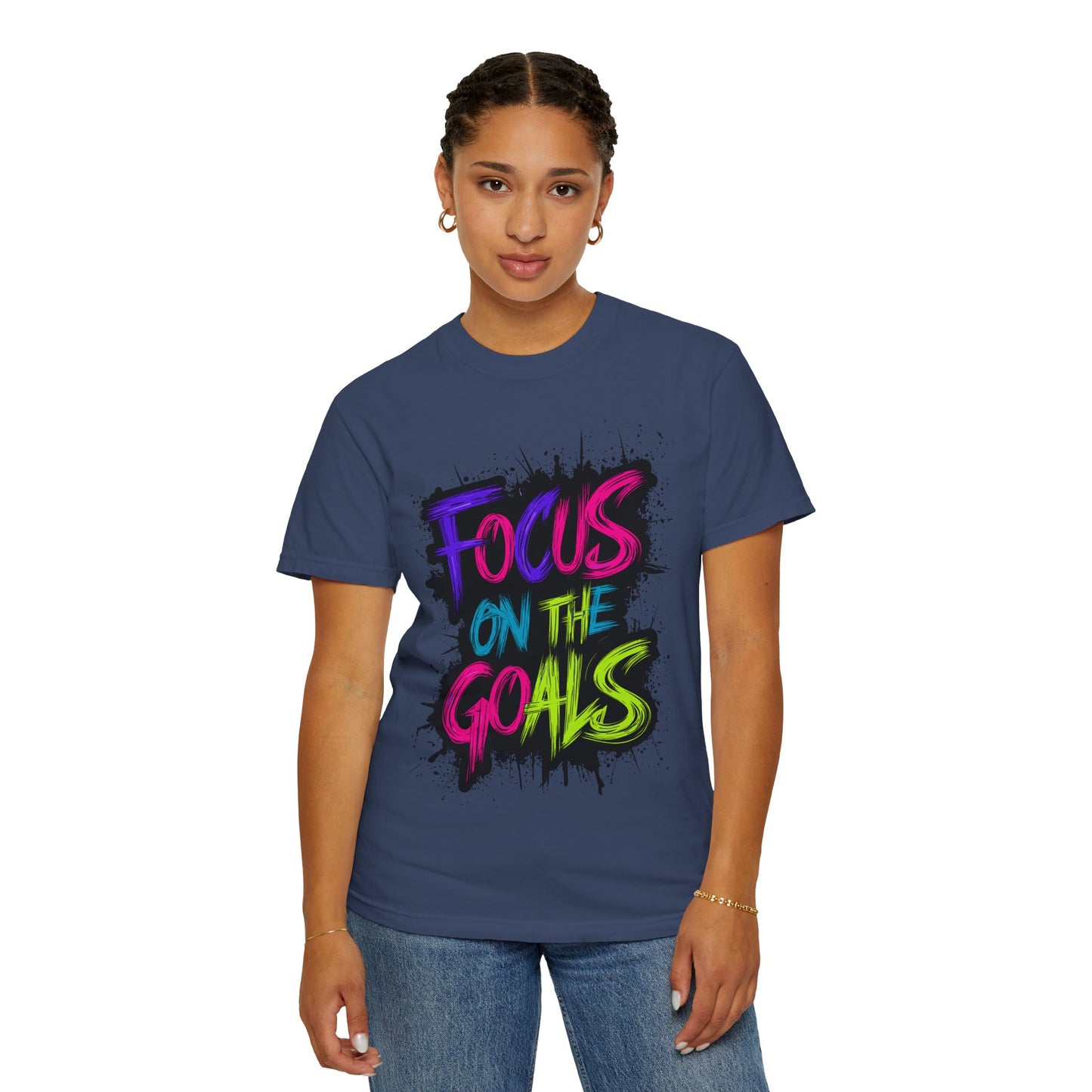 Vibrant Inspirational T-Shirt - Focus on the Goals - Unisex Motivational Tee, Goal Setting Shirt, Fitness Reminder, Gift for Dreamers