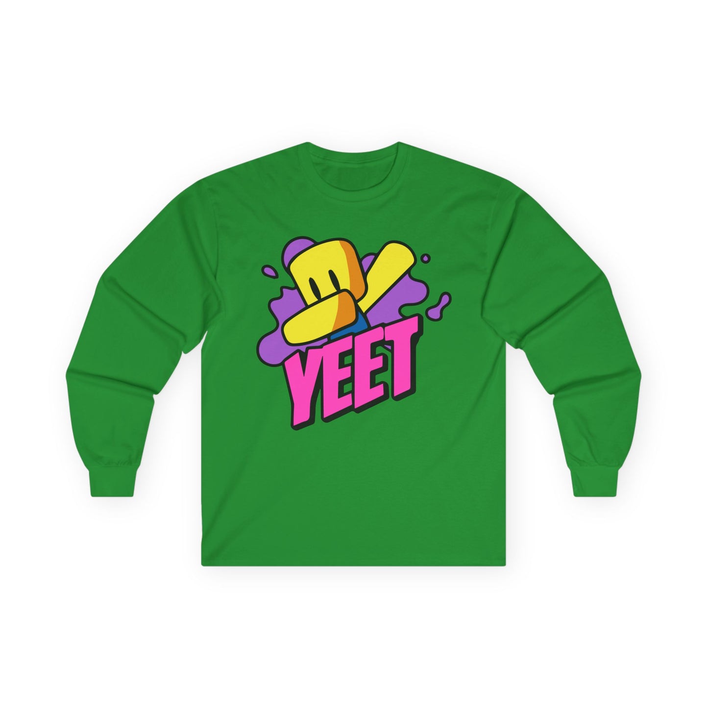 Yeet Graphic Long Sleeve Tee — Bold Cartoon Hat Streetwear