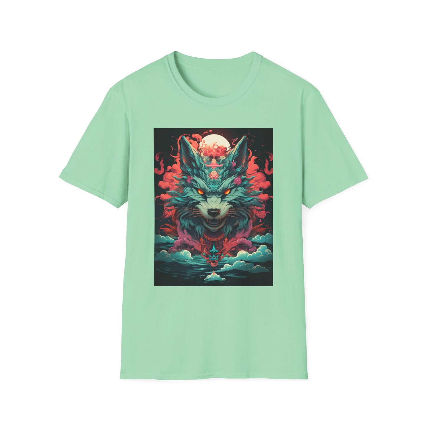 Mystical Wolf Unisex T-Shirt - Softstyle Tee, Graphic Tee, Animal Lover Gift, Unique Apparel, Nature-Inspired Clothing