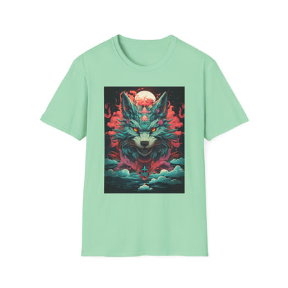 Mystical Wolf Unisex T-Shirt - Softstyle Tee, Graphic Tee, Animal Lover Gift, Unique Apparel, Nature-Inspired Clothing