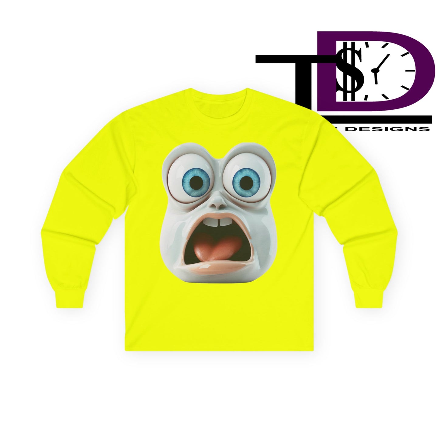 Shocking Face Long Sleeve Tee, Funny Unisex Shirt, Gifts for Friends, Casual Wear, Halloween Apparel, Graphic Tee