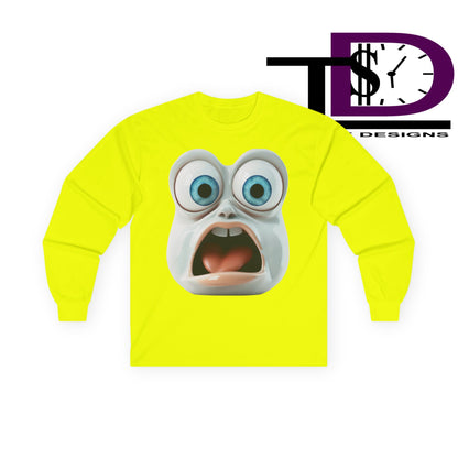 Shocking Face Long Sleeve Tee, Funny Unisex Shirt, Gifts for Friends, Casual Wear, Halloween Apparel, Graphic Tee