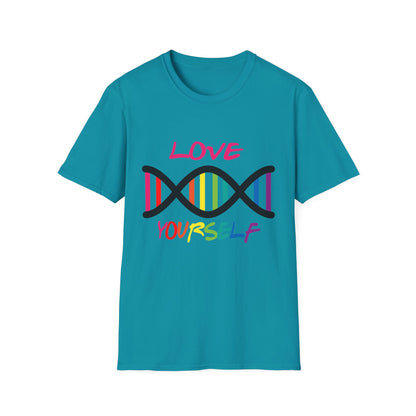 Love Yourself LGBTQ+ Pride T-Shirt, Unisex Rainbow Tee, Softstyle Shirt for Self-Care, Supportive Gift for Friends, Perfect for Pride Month