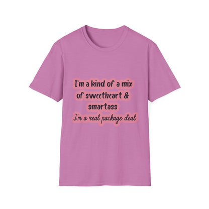 Funny Quote Unisex Softstyle T-Shirt - "I'm a mix of sweetheart & smartass"
