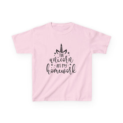 Kids Unicorn Homework Tee - Fun Cotton T-Shirt for Children