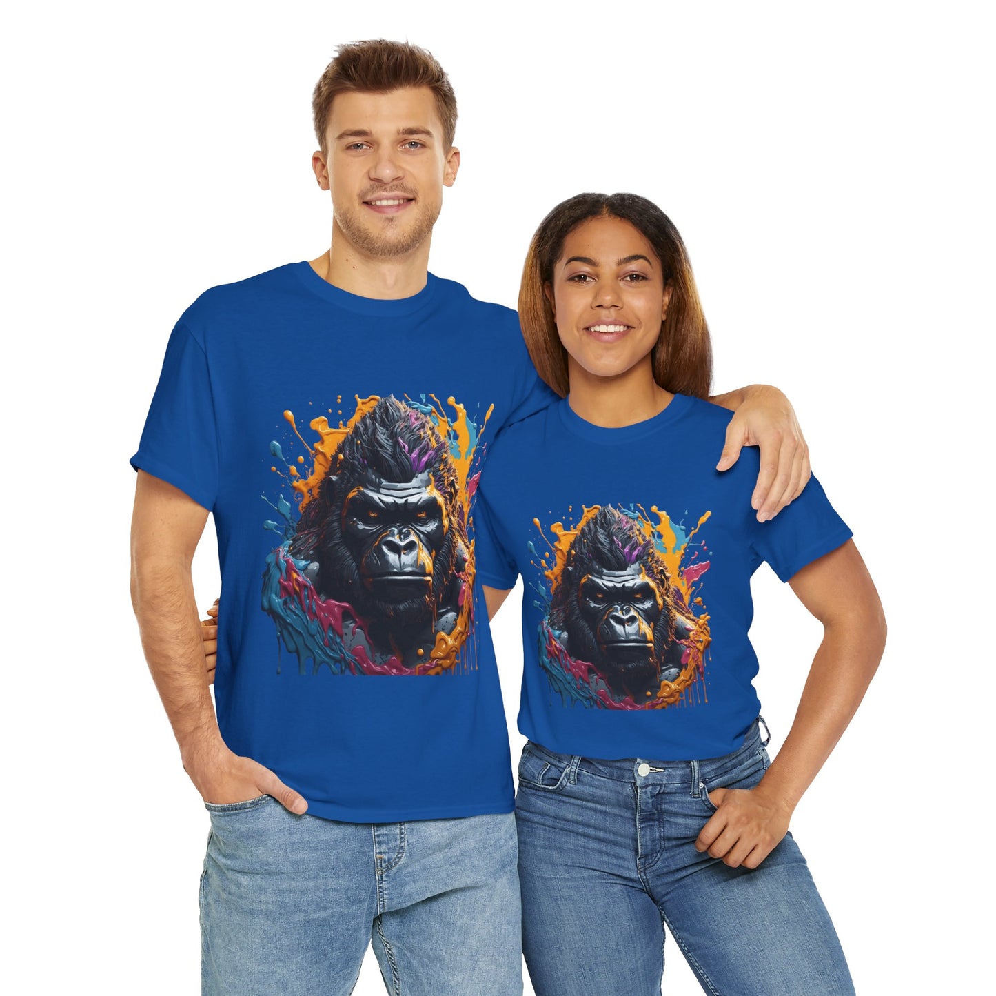 Colorful Gorilla Art Unisex Heavy Cotton Tee - Bold Graphic Tee for Animal Lovers