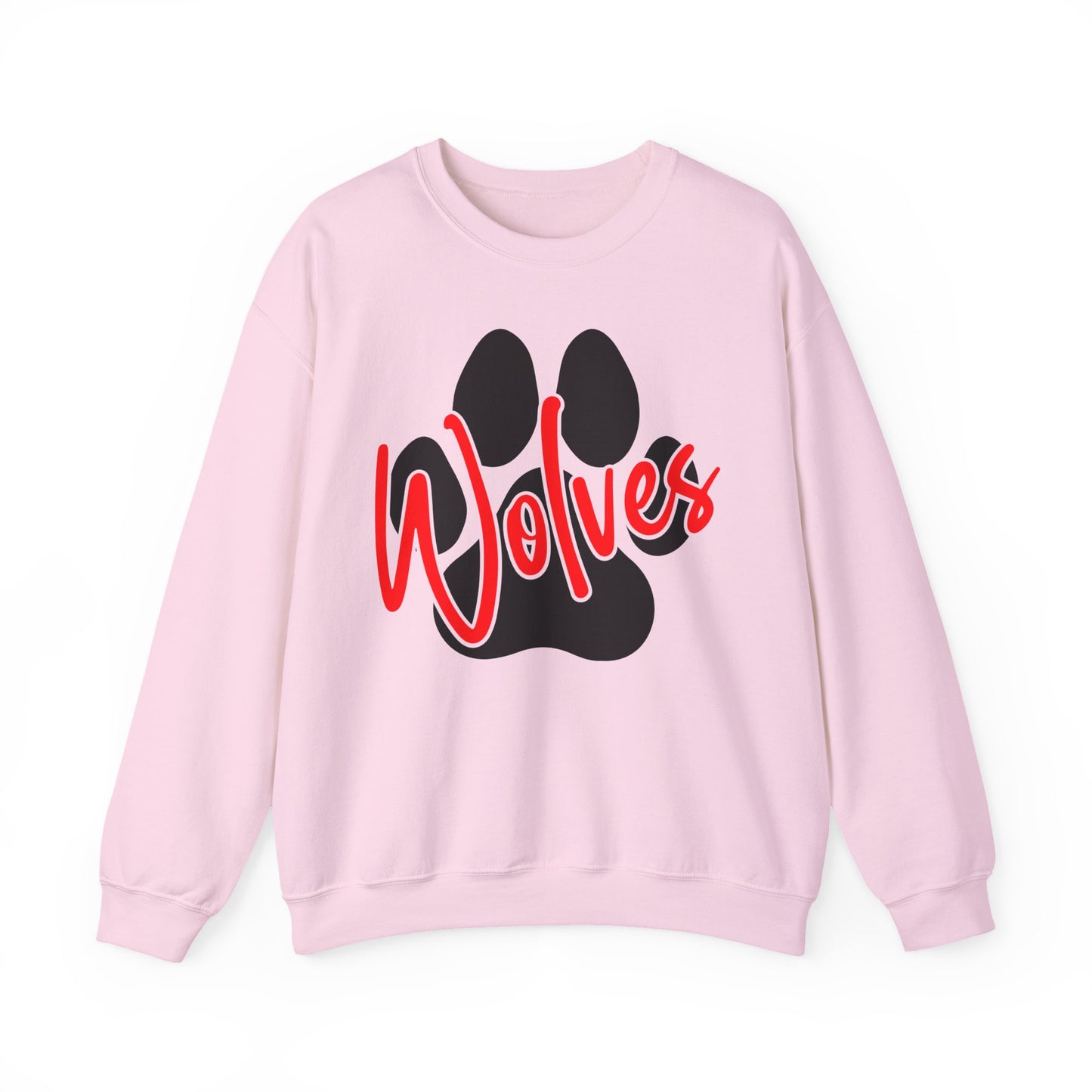Wolves Paw Crewneck Sweatshirt — Red Script School Spirit