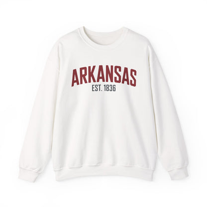 Arkansas Crewneck Sweatshirt – "Arkansas Est. 1836" Classic State Pullover