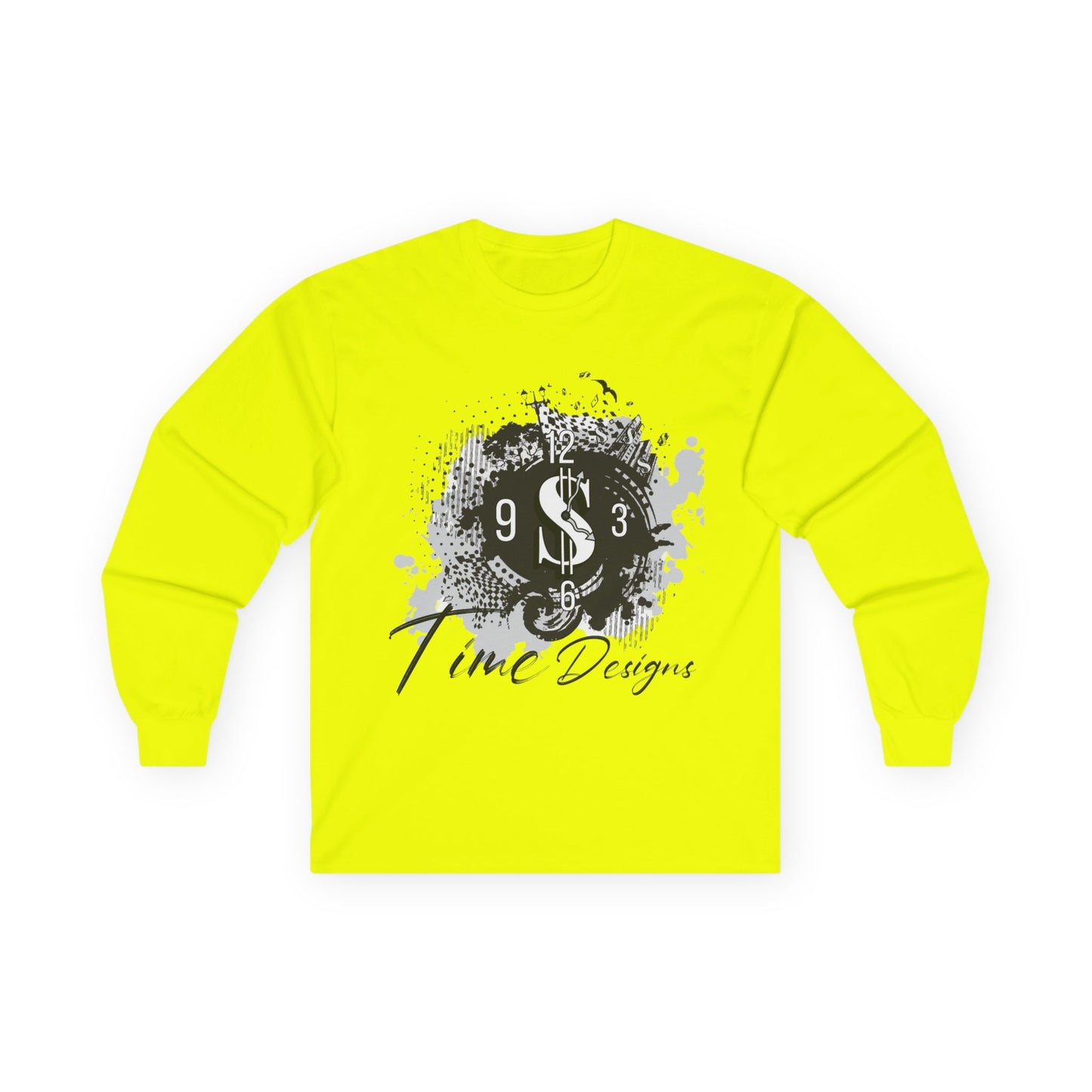 Stylish Unisex Long Sleeve Tee - Time Design with Dollar Sign