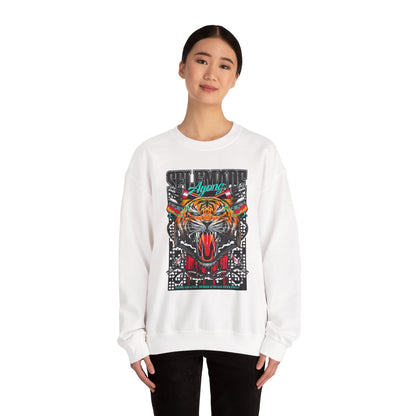 Crewneck Sweatshirt — Bold Roaring Tiger Graphic with 'Ayoung' Ribbon