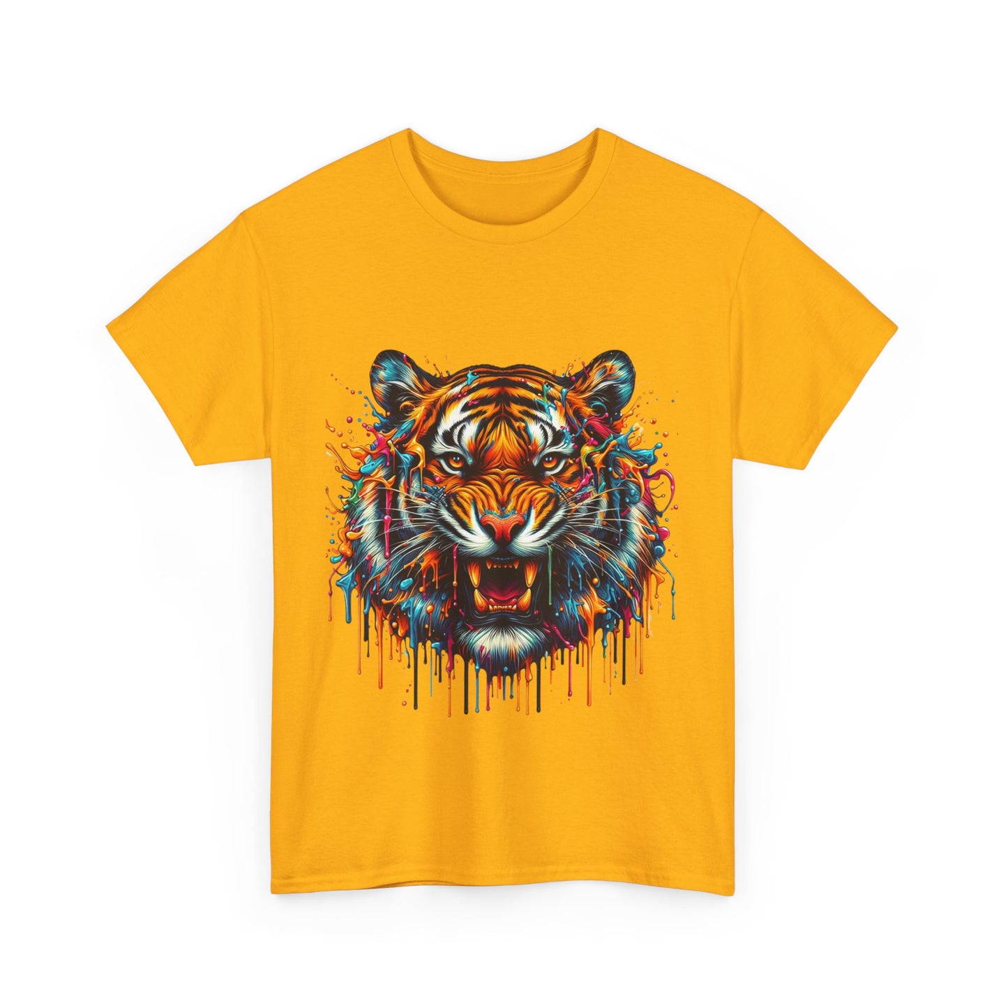 Fierce Tiger Unisex Heavy Cotton Tee - Vibrant Animal Graphic Shirt