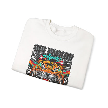 Crewneck Sweatshirt — Bold Roaring Tiger Graphic with 'Ayoung' Ribbon