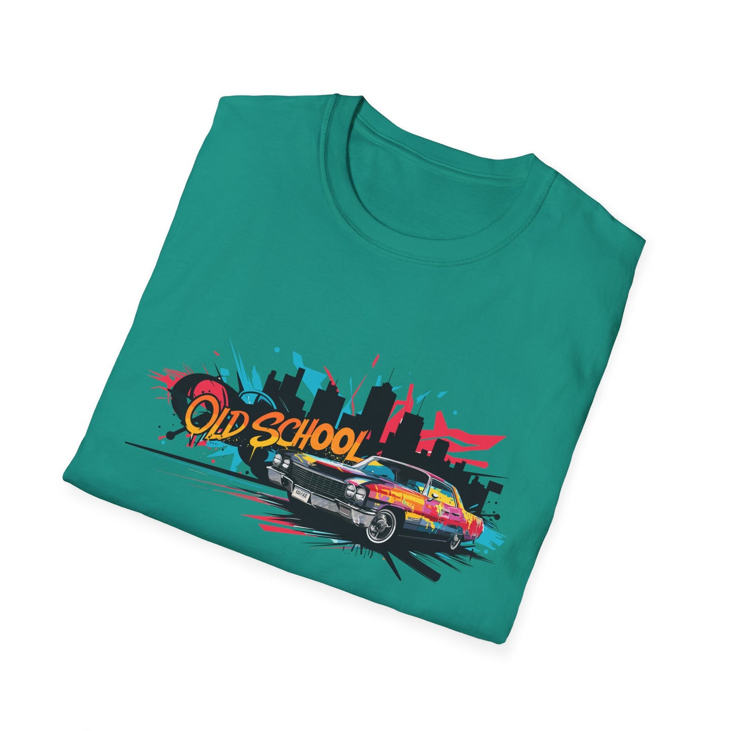 Retro Car Graphic Unisex Softstyle T-Shirt, Vintage Tee, Old School Shirt, Cool Graphic Tee, Gift for Car Lovers, Unisex T-Shirt