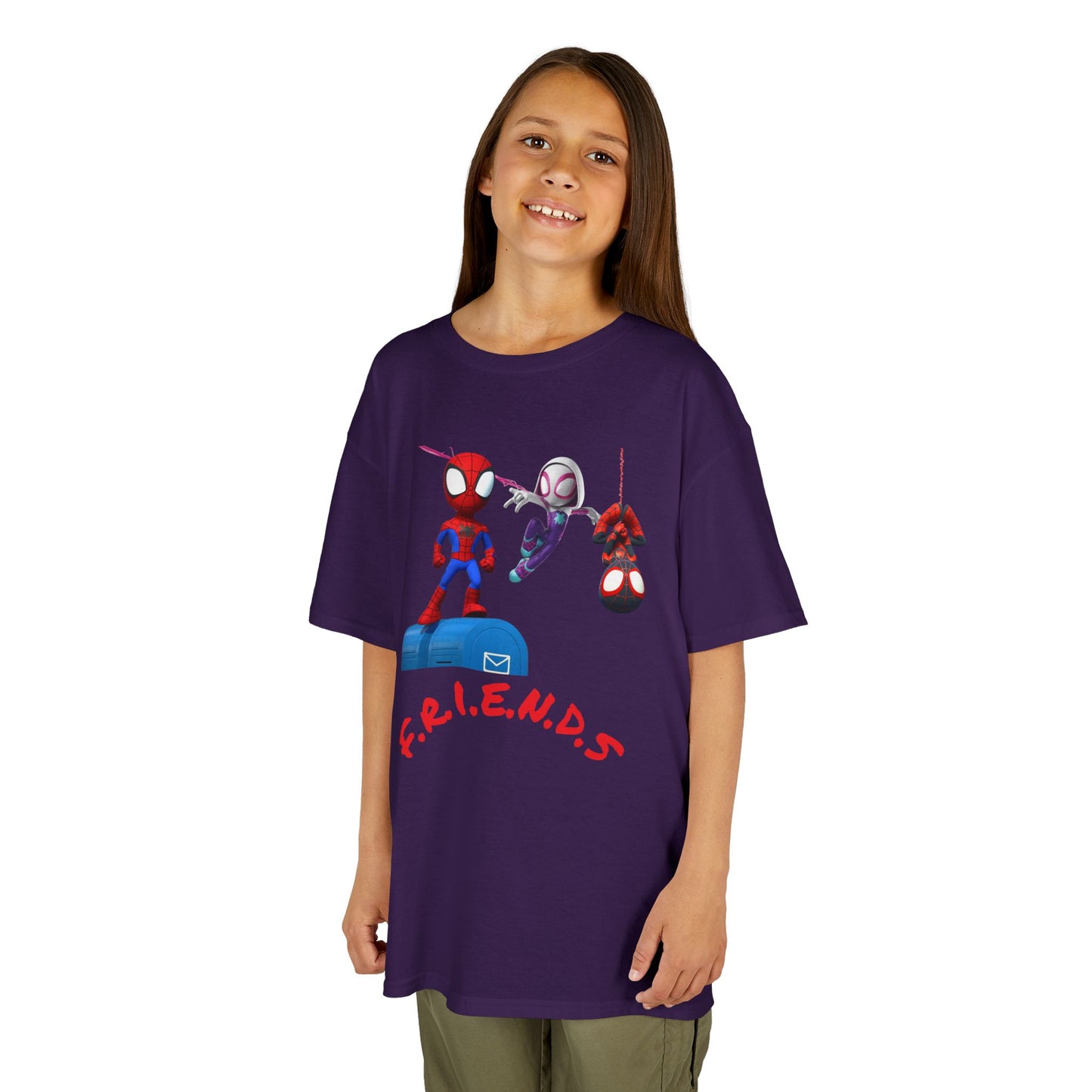 Kids' Friends Spider-Man Tee - Fun & Colorful Cotton T-Shirt for Young Superheroes
