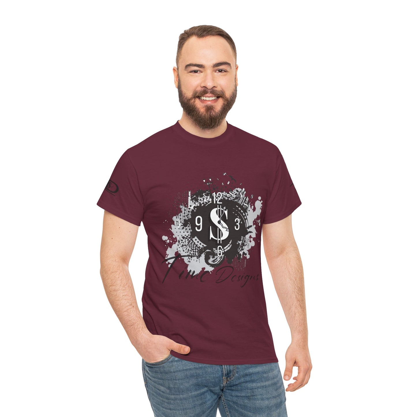 Unisex Heavy Cotton Tee - Time Designs Dollar Clock Graphic T-Shirt