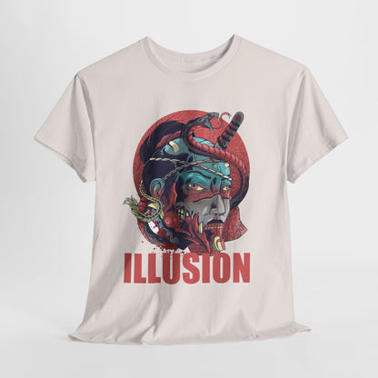 Artistic Unisex Heavy Cotton Tee - 'ILLUSION' Graphic Design