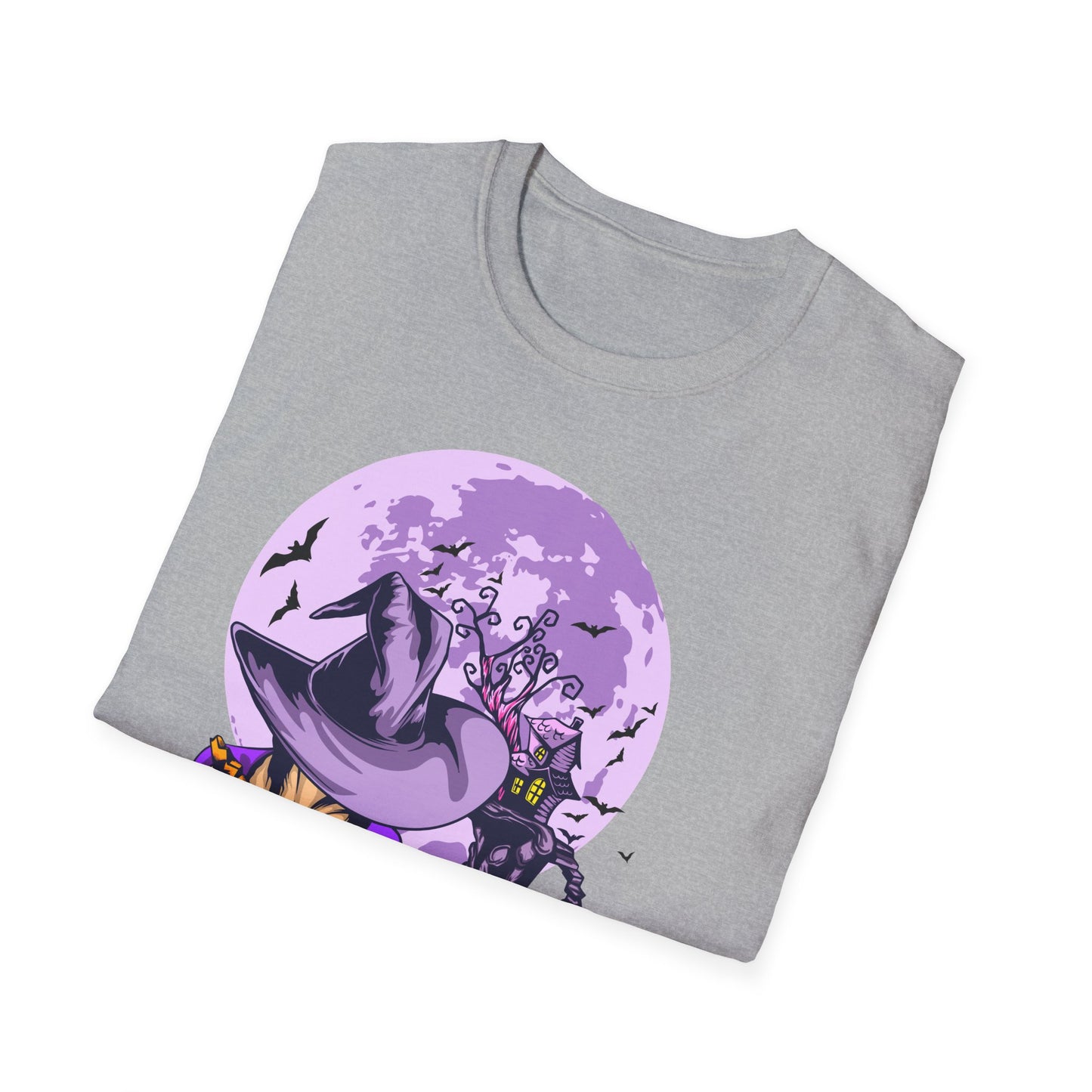 Halloween Witch T-Shirt, Unisex Softstyle Tee, Spooky Season Apparel, Pumpkin Graphic Shirt, Trick or Treat Shirt