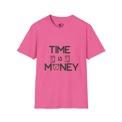 Inspirational Unisex Softstyle T-Shirt - "Time is Money" Statement Tee for Financial Motivators