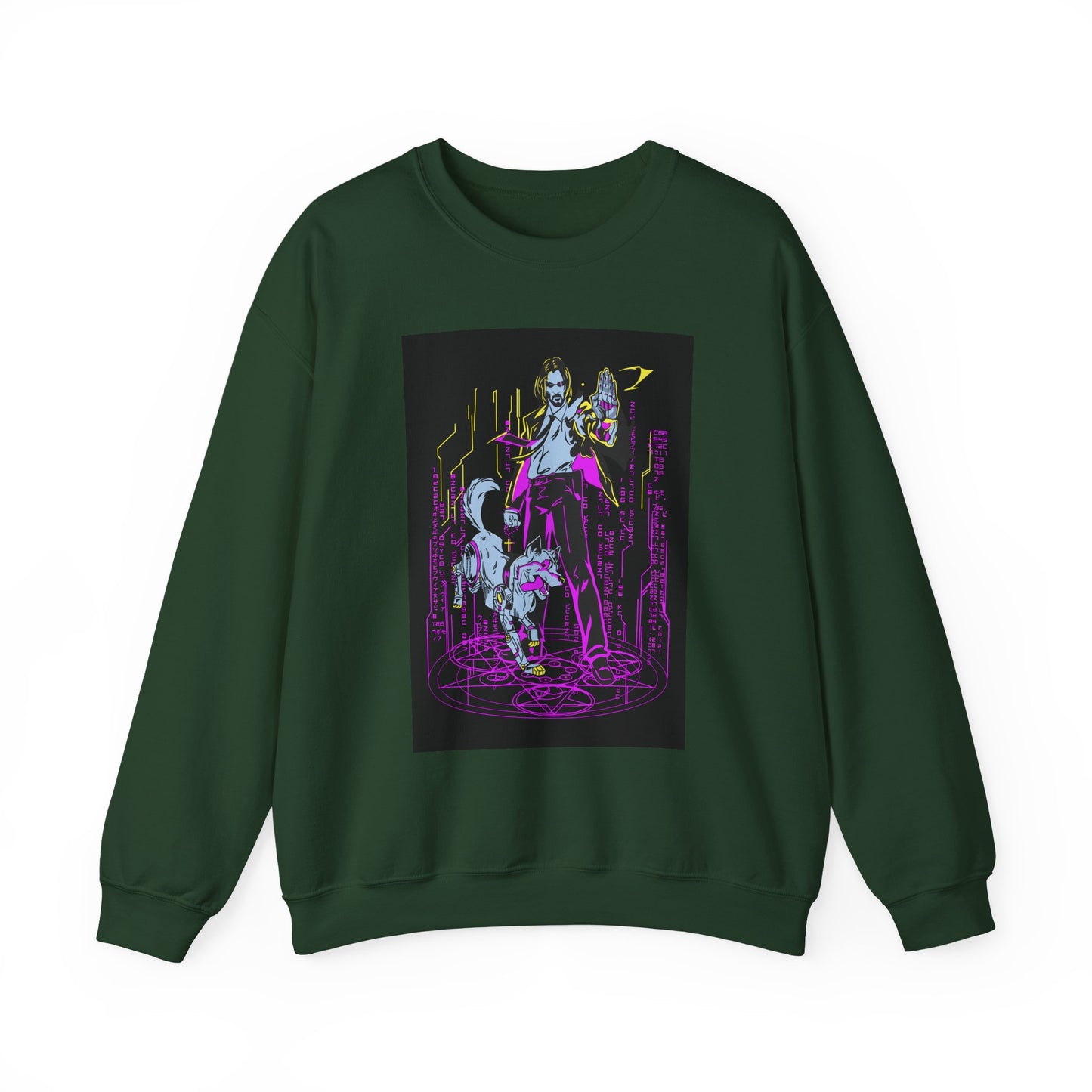 Crewneck Sweatshirt — Neon Cyberpunk Samurai Graphic