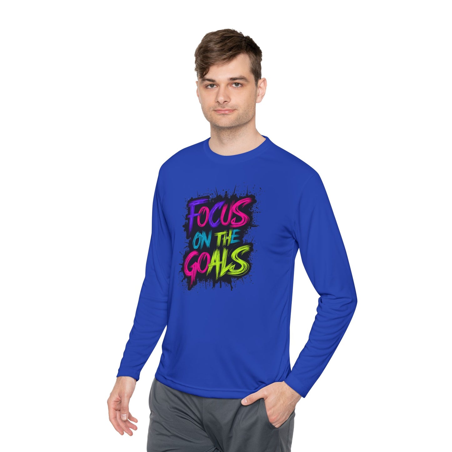 Unisex Long Sleeve Tee - "Focus on the Goals" Motivational Shirt, Fitness Apparel, Activewear, Gift for Athletes, Casual Wear