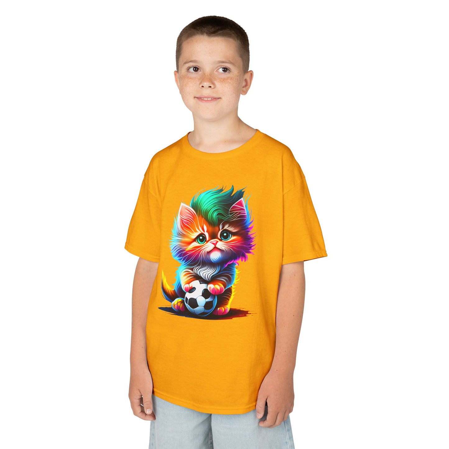 Colorful Cat Soccer Kids Heavy Cotton™ Tee