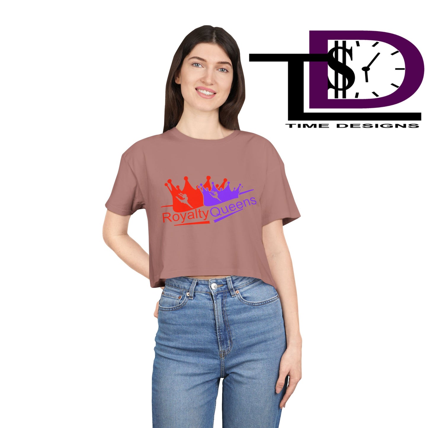 Royalty Queens Women's Crop Tee - Fun Summer Style, Casual Streetwear, Gift for Her, Festival Outfit, Vivid Crown Design