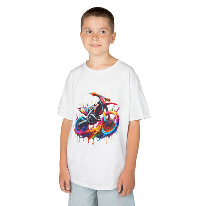 Kids' Motorcycle Graphic Tee - Vibrant Splash Design