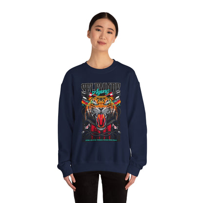 Crewneck Sweatshirt — Bold Roaring Tiger Graphic with 'Ayoung' Ribbon