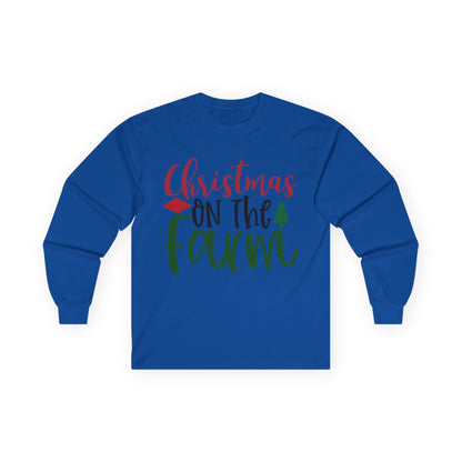 Christmas On The Farm Long Sleeve Tee, Holiday Shirt, Unisex Cotton Tee, Christmas Apparel, Farmhouse Style Shirt, Gift for Him/Her
