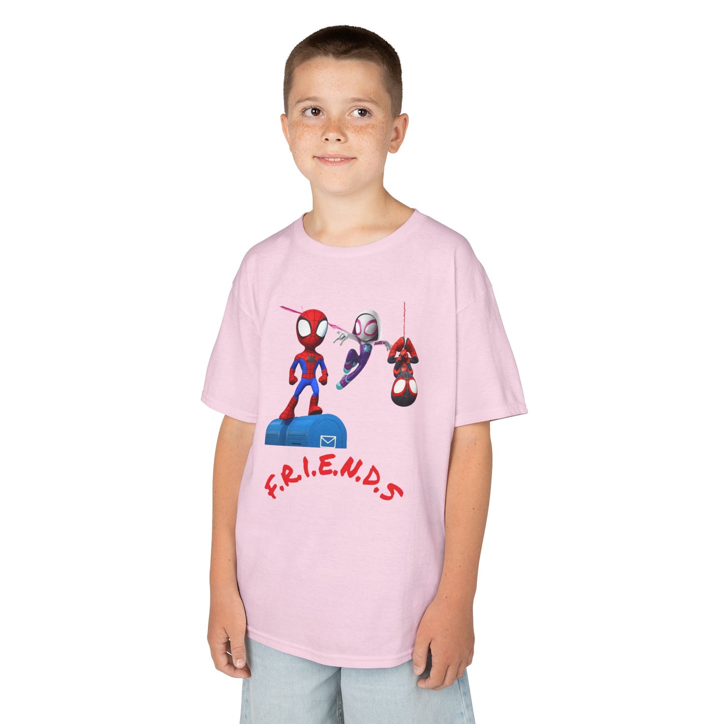 Kids' Friends Spider-Man Tee - Fun & Colorful Cotton T-Shirt for Young Superheroes