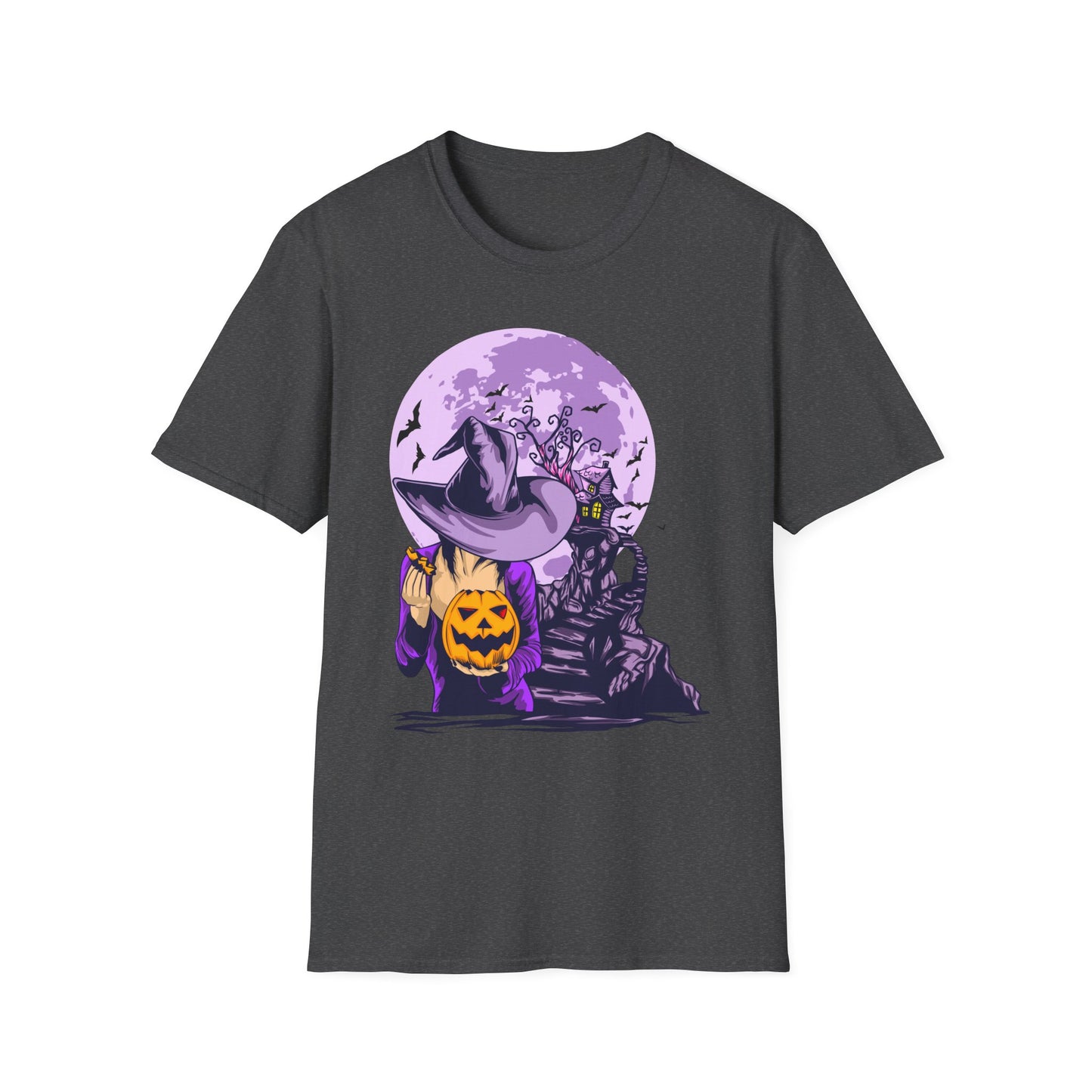 Halloween Witch T-Shirt, Unisex Softstyle Tee, Spooky Season Apparel, Pumpkin Graphic Shirt, Trick or Treat Shirt