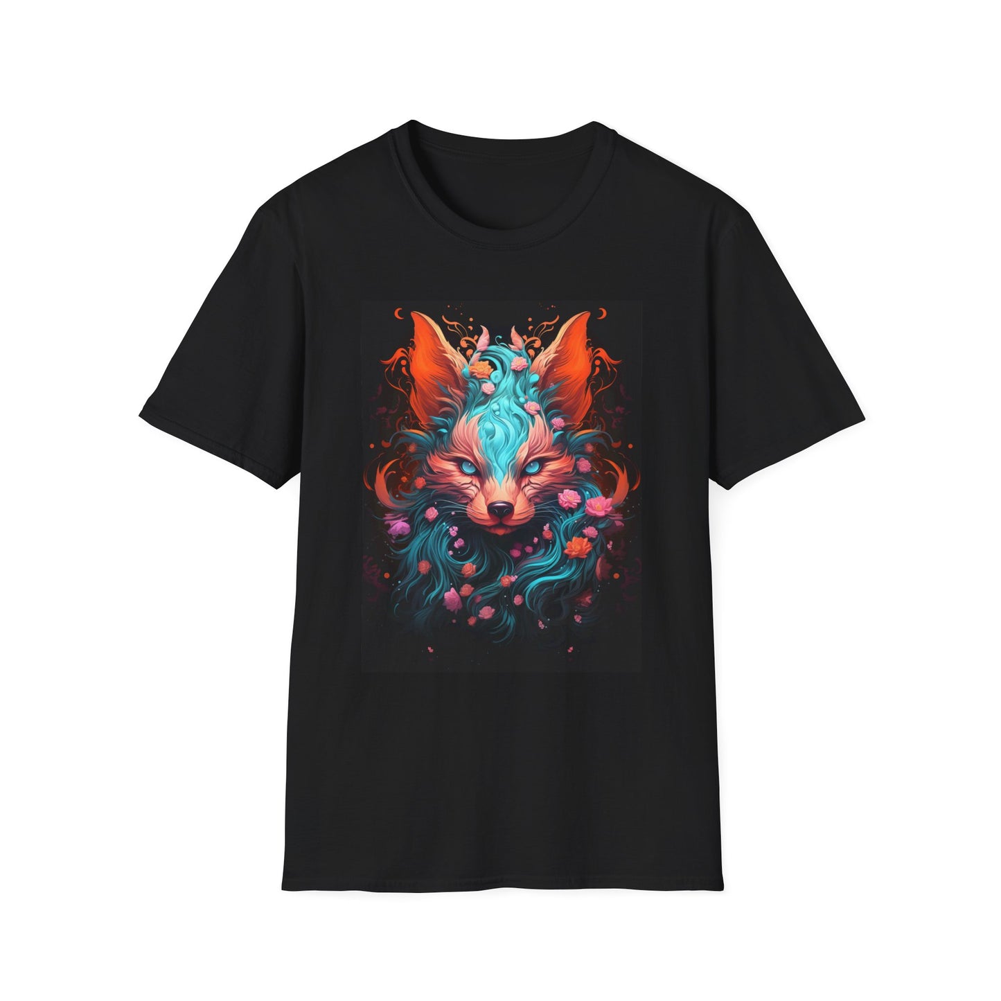 Vibrant Fox Floral Unisex Softstyle T-Shirt