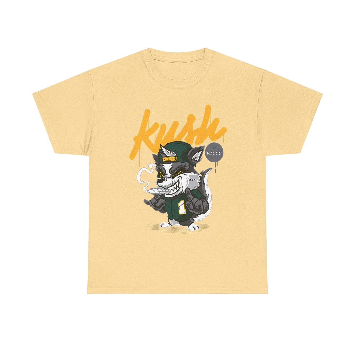 Street Style Unisex Heavy Cotton Tee - 'Kush Ville' Graphic Design