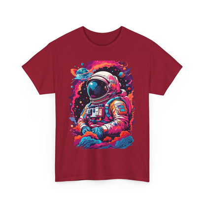Cosmic Astronaut Unisex Heavy Cotton Tee - Galaxy Graphic T-Shirt
