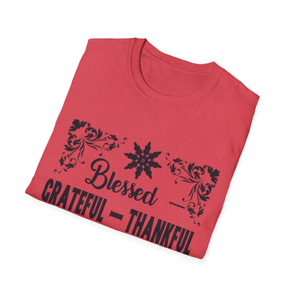 Grateful & Blessed T-Shirt, Spiritual Apparel, Thanksgiving Gift, Casual Wear, Unisex Gift Idea, Positive Affirmation Tee