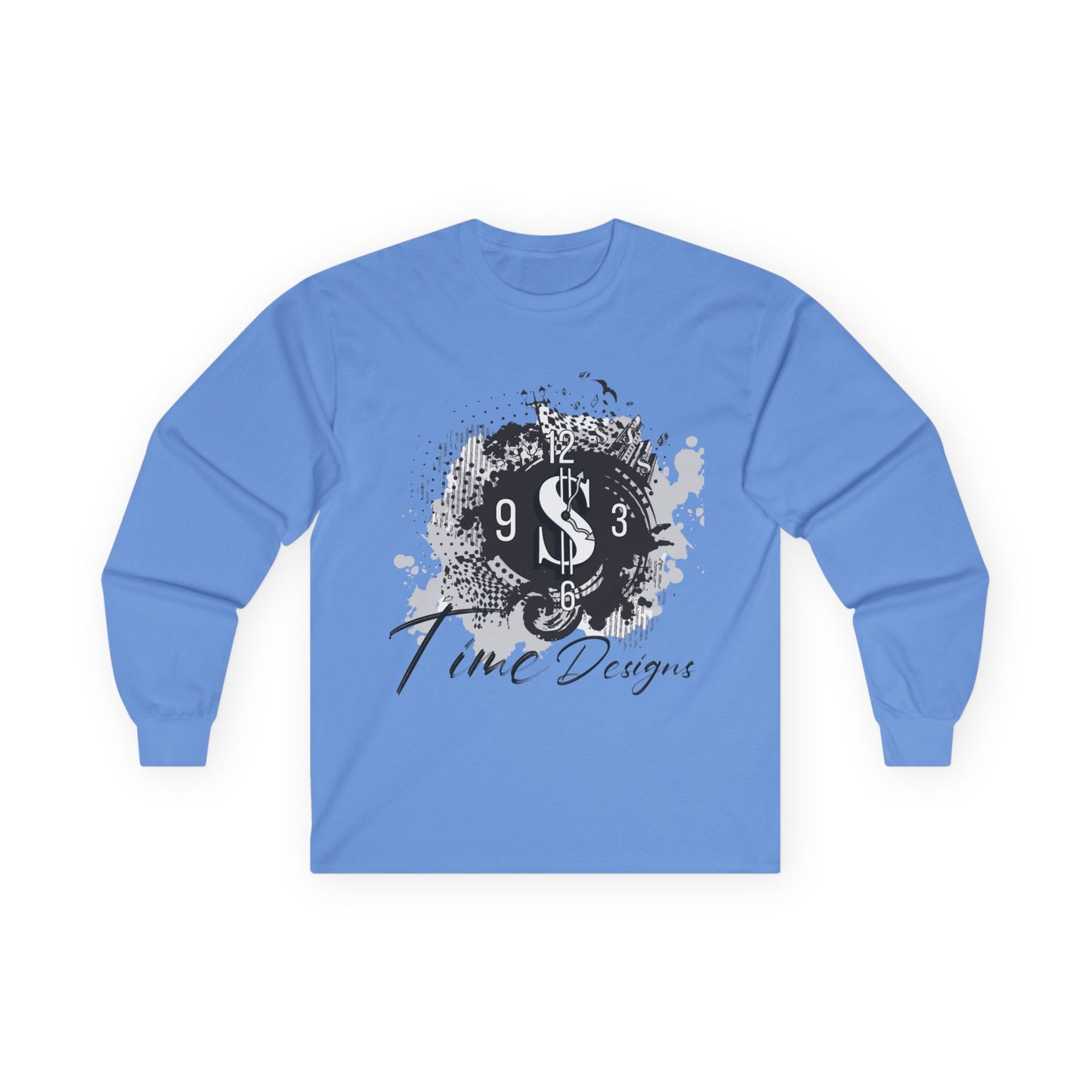 Stylish Unisex Long Sleeve Tee - Time Design with Dollar Sign