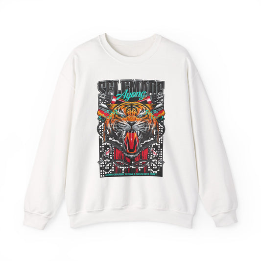 Crewneck Sweatshirt — Bold Roaring Tiger Graphic with 'Ayoung' Ribbon