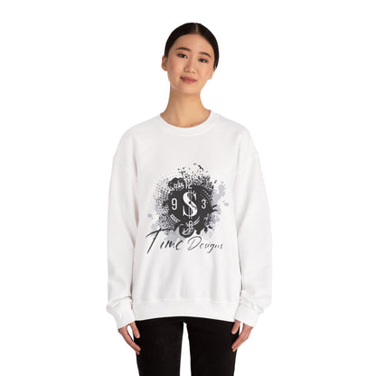 Crewneck Sweatshirt — Grunge Dollar Logo "Time Designs" Graphic
