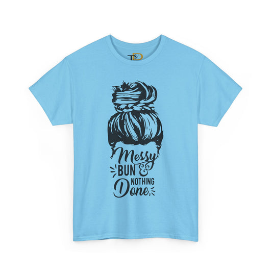 Messy Bun Heavy Cotton Tee - Unisex Casual Wear
