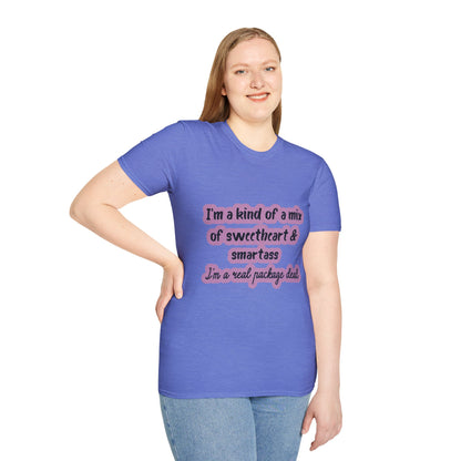Funny Quote Unisex Softstyle T-Shirt - "I'm a mix of sweetheart & smartass"