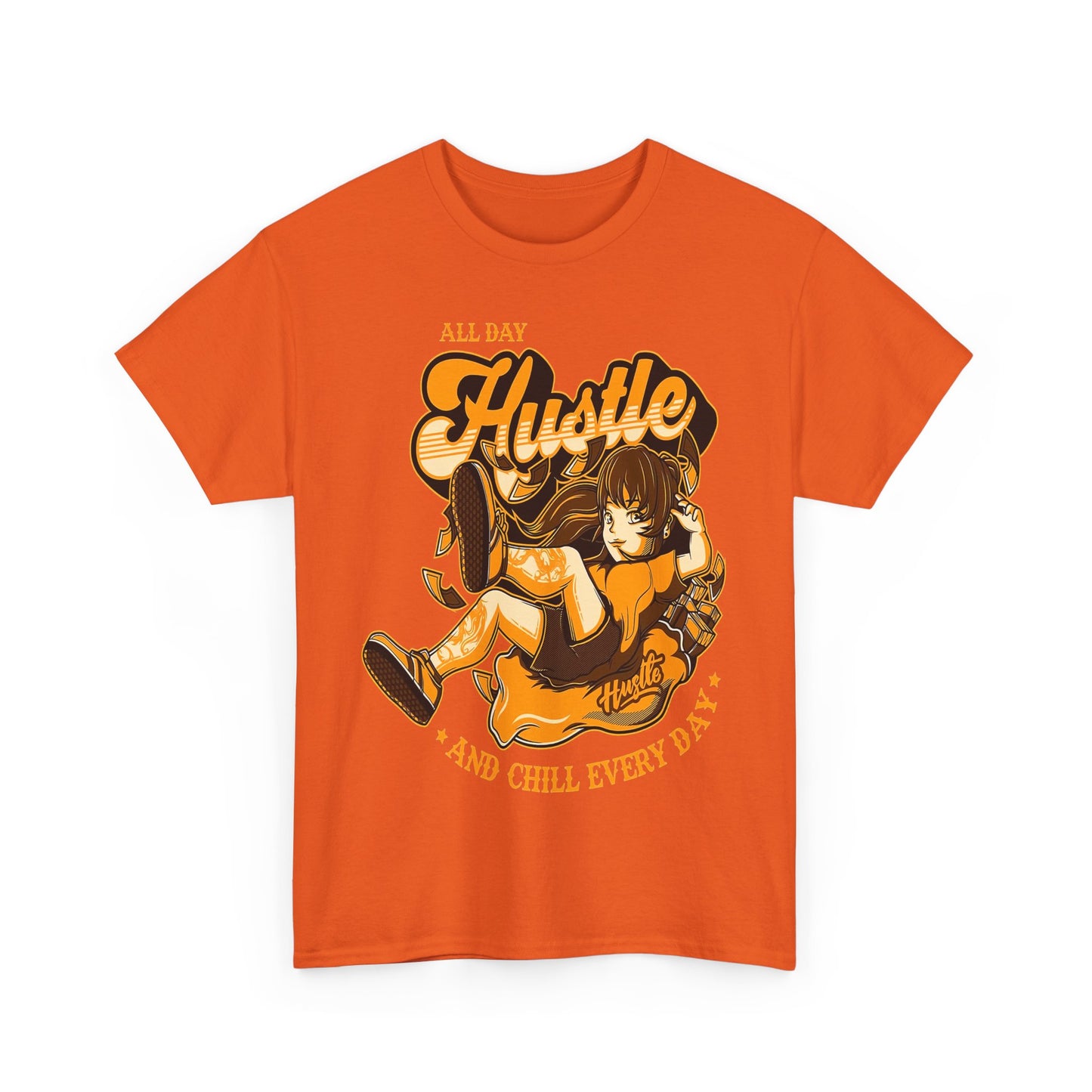 All Day Hustle Unisex Heavy Cotton Tee - Chill Vibes Graphic Tee