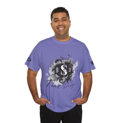Unisex Heavy Cotton Tee - Time Designs Dollar Clock Graphic T-Shirt
