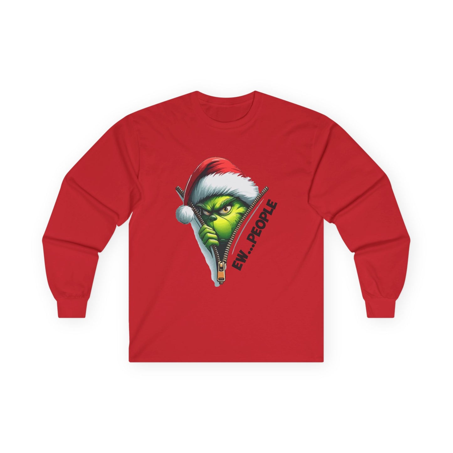Grinch Peeking Long Sleeve Tee — "Evil People" Holiday Graphic