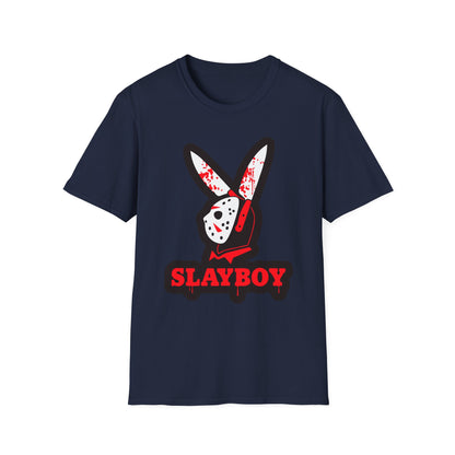 Slayboy Graphic Tee, Unisex Softstyle T-Shirt for Horror Fans, Cosplay Outfit, Halloween Costume, Casual Streetwear