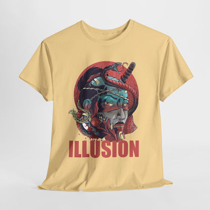Artistic Unisex Heavy Cotton Tee - 'ILLUSION' Graphic Design